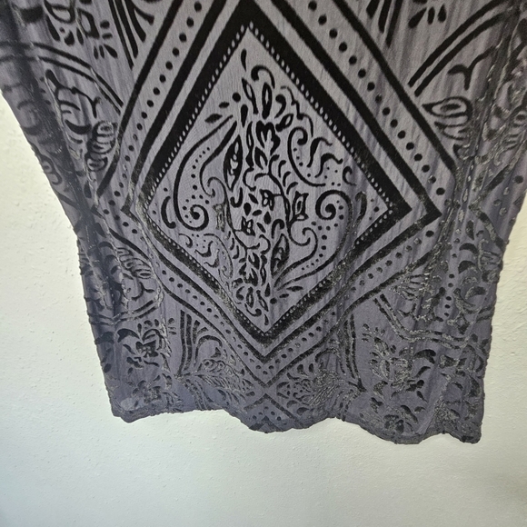 Hannah Black Velvet Burnout Womens L Large Stretchy Nylon Semi Sheer‎ - Picture 10 of 10